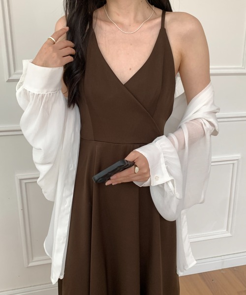 Diosfront(ディオスフロント)の「バックリボンAラインボリュームフレアワンピース(ワンピース・レディース・ブラック/カーキ/キャメル/ブルーグリーン/モカ/ダークブラウン/ダークグリーン/ベージュ/ブラウン・S/M/L)」の16枚目の写真