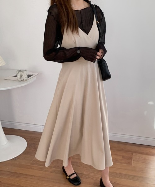 Diosfront(ディオスフロント)の「バックリボンAラインボリュームフレアワンピース(ワンピース・レディース・ブラック/カーキ/キャメル/ブルーグリーン/モカ/ダークブラウン/ダークグリーン/ベージュ/ブラウン・S/M/L)」の21枚目の写真