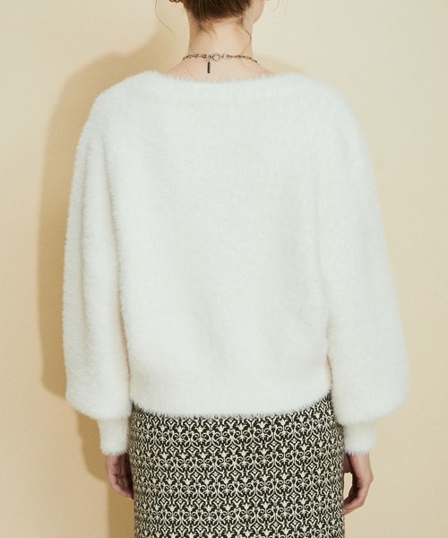 MADEMOISELLE ROPE'(マドモアゼル ロペ)の「ハートボタンフェザーカーディガン(カーディガン/ボレロ・レディース・ホワイト/ブラック/ピンク・38)」の17枚目の写真