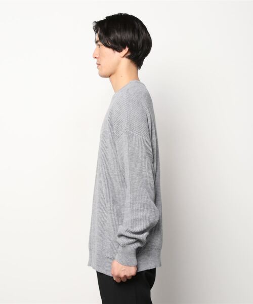 SHISKY(シスキー)の「7G 畦編み BIG クルーネック ニット(ニット/セーター・メンズ・ブラウン/チャコール/モカ/ベージュ/杢グレー/ブラック・L/M/XL)」の8枚目の写真