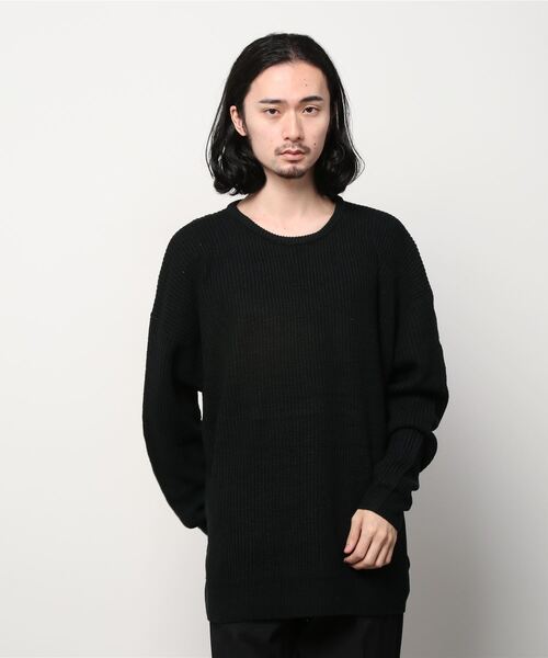 SHISKY(シスキー)の「7G 畦編み BIG クルーネック ニット(ニット/セーター・メンズ・ブラウン/チャコール/モカ/ベージュ/杢グレー/ブラック・L/M/XL)」の17枚目の写真