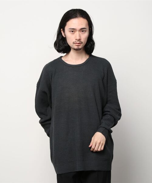 SHISKY(シスキー)の「7G 畦編み BIG クルーネック ニット(ニット/セーター・メンズ・ブラウン/チャコール/モカ/ベージュ/杢グレー/ブラック・L/M/XL)」の15枚目の写真