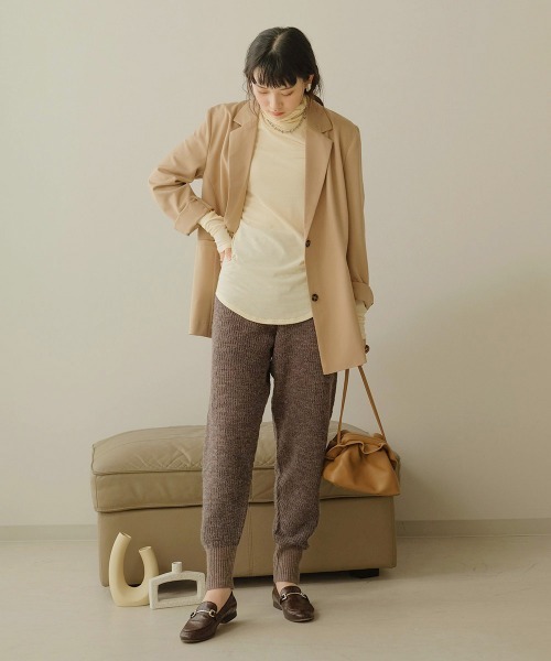 Bab（バブ）の「【WEB限定】ミックスジャガード編みジョガーパンツ（その他パンツ・レディース・チャコールグレー/ベージュ/モカ・FREE）」の8枚目の写真