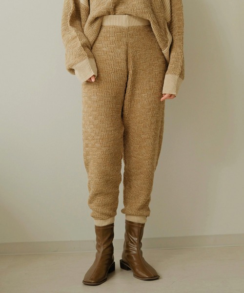 Bab（バブ）の「【WEB限定】ミックスジャガード編みジョガーパンツ（その他パンツ・レディース・チャコールグレー/ベージュ/モカ・FREE）」の21枚目の写真