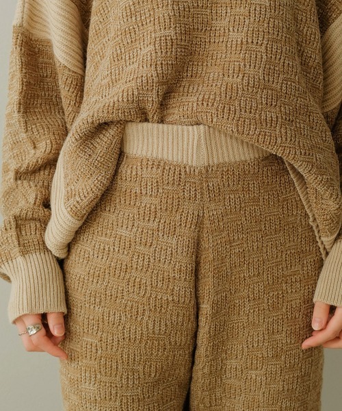 Bab（バブ）の「【WEB限定】ミックスジャガード編みジョガーパンツ（その他パンツ・レディース・チャコールグレー/ベージュ/モカ・FREE）」の5枚目の写真