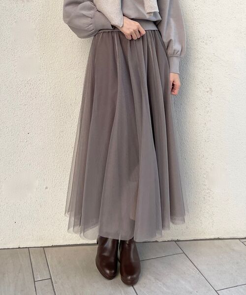 MAJESTIC LEGON（マジェスティックレゴン）の「ボリュームチュールスカート（スカート・レディース・ベージュ/ブラウン/グレー・MEDIUM）」の6枚目の写真