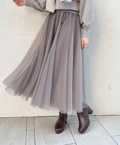 MAJESTIC LEGON（マジェスティックレゴン）の「ボリュームチュールスカート（スカート・レディース・ベージュ/ブラウン/グレー・MEDIUM）」の5枚目の写真