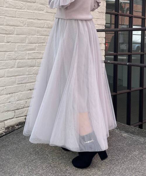 MAJESTIC LEGON（マジェスティックレゴン）の「ボリュームチュールスカート（スカート・レディース・ベージュ/ブラウン/グレー・MEDIUM）」の12枚目の写真
