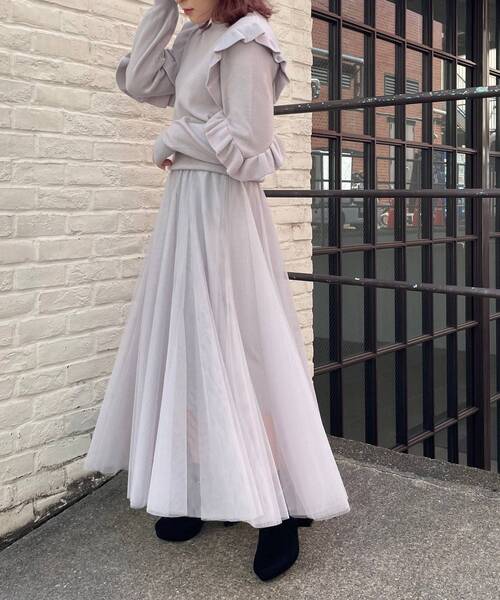 MAJESTIC LEGON（マジェスティックレゴン）の「ボリュームチュールスカート（スカート・レディース・ベージュ/ブラウン/グレー・MEDIUM）」の14枚目の写真