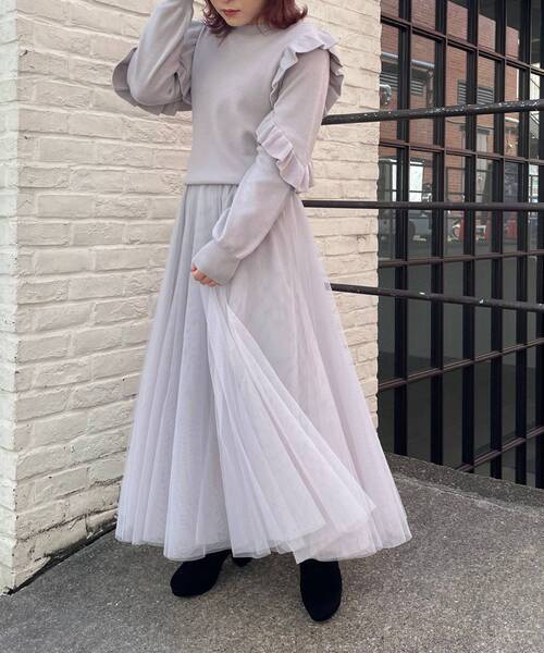 MAJESTIC LEGON（マジェスティックレゴン）の「ボリュームチュールスカート（スカート・レディース・ベージュ/ブラウン/グレー・MEDIUM）」の16枚目の写真