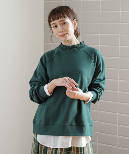 studio CLIP（スタディオクリップ）の「フリルスタンド裏毛プルオーバー（スウェット・レディース・ライトグレー/グリーン/アイボリー/スモーク/オフホワイト/ライトグリーン・MEDIUM/LARGE）」の5枚目の写真