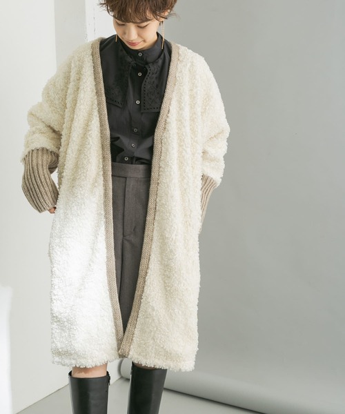 URBAN RESEARCH（アーバンリサーチ）の「ボアドッキングニットコート（その他アウター・レディース・ホワイト系その他/ブラック系その他・FREE）」の12枚目の写真