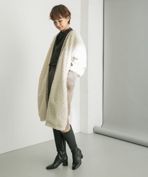 URBAN RESEARCH（アーバンリサーチ）の「ボアドッキングニットコート（その他アウター・レディース・ホワイト系その他/ブラック系その他・FREE）」の17枚目の写真