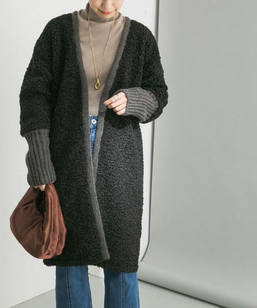 URBAN RESEARCH（アーバンリサーチ）の「ボアドッキングニットコート（その他アウター・レディース・ホワイト系その他/ブラック系その他・FREE）」の22枚目の写真