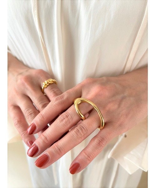 mou（モウ）の「アンユージュアルシェイプダブルフィンガーリング（リング・レディース・ゴールド/シルバー・FREE）」の12枚目の写真