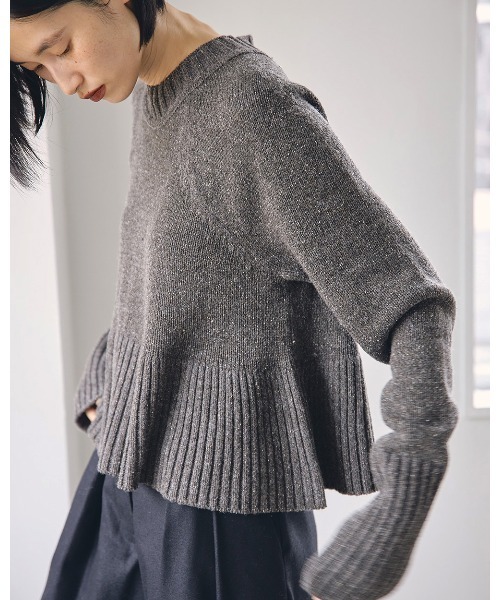 TODAYFUL（トゥデイフル）の「フリルヘムニット（ニット/セーター・レディース・チャコールグレー/ナチュラル・FREE）」の16枚目の写真