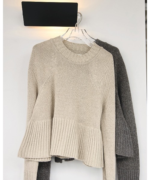 TODAYFUL（トゥデイフル）の「フリルヘムニット（ニット/セーター・レディース・チャコールグレー/ナチュラル・FREE）」の8枚目の写真