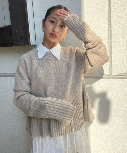 TODAYFUL（トゥデイフル）の「フリルヘムニット（ニット/セーター・レディース・チャコールグレー/ナチュラル・FREE）」の15枚目の写真