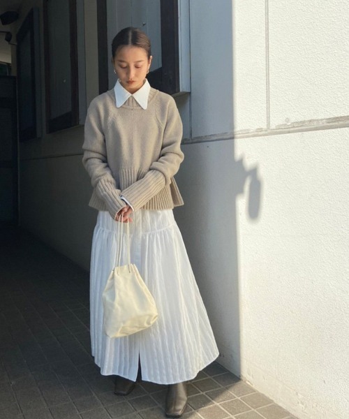 TODAYFUL（トゥデイフル）の「フリルヘムニット（ニット/セーター・レディース・チャコールグレー/ナチュラル・FREE）」の18枚目の写真