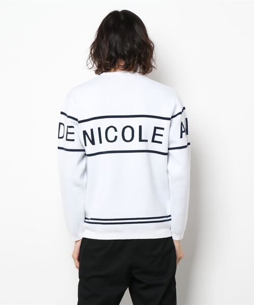 HIDEAWAYS NICOLE（ハイダウェイニコル）の「ダブルジャカードロゴニット（ニット/セーター・メンズ・ホワイト×ネイビー/ネイビー×ホワイト・LARGE/MEDIUM/X-LARGE）」の4枚目の写真