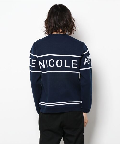HIDEAWAYS NICOLE（ハイダウェイニコル）の「ダブルジャカードロゴニット（ニット/セーター・メンズ・ホワイト×ネイビー/ネイビー×ホワイト・LARGE/MEDIUM/X-LARGE）」の5枚目の写真