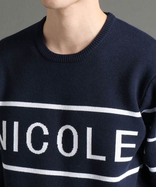HIDEAWAYS NICOLE（ハイダウェイニコル）の「ダブルジャカードロゴニット（ニット/セーター・メンズ・ホワイト×ネイビー/ネイビー×ホワイト・LARGE/MEDIUM/X-LARGE）」の8枚目の写真