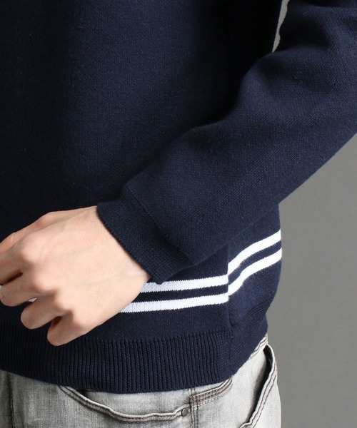 HIDEAWAYS NICOLE（ハイダウェイニコル）の「ダブルジャカードロゴニット（ニット/セーター・メンズ・ホワイト×ネイビー/ネイビー×ホワイト・LARGE/MEDIUM/X-LARGE）」の9枚目の写真