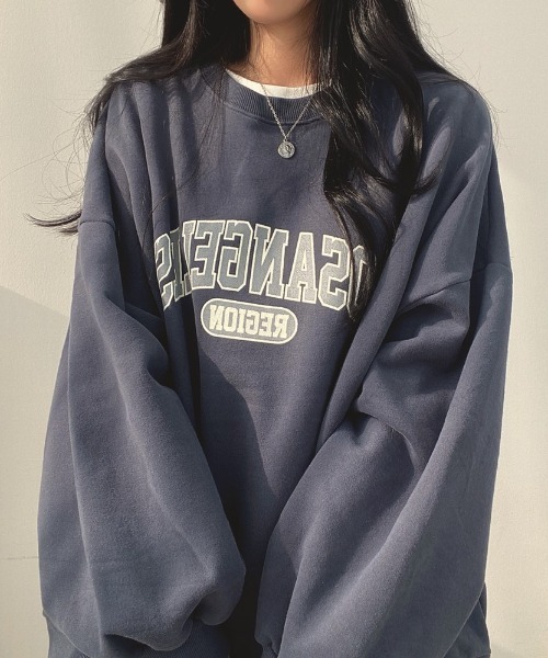 Diosfront（ディオスフロント）の「オーバーシルエットボリュームスリーブ裏起毛トレーナー（スウェット・レディース・ライトグレー/ネイビー/グレー・FREE）」の10枚目の写真