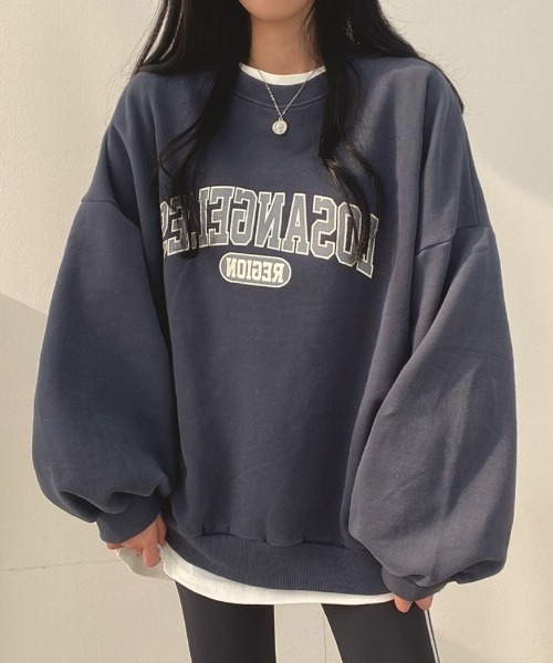 Diosfront（ディオスフロント）の「オーバーシルエットボリュームスリーブ裏起毛トレーナー（スウェット・レディース・ライトグレー/ネイビー/グレー・FREE）」の11枚目の写真