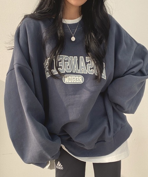 Diosfront（ディオスフロント）の「オーバーシルエットボリュームスリーブ裏起毛トレーナー（スウェット・レディース・ライトグレー/ネイビー/グレー・FREE）」の13枚目の写真