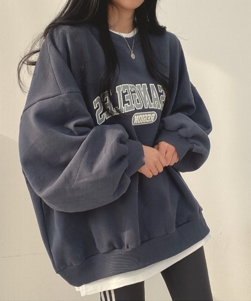 Diosfront（ディオスフロント）の「オーバーシルエットボリュームスリーブ裏起毛トレーナー（スウェット・レディース・ライトグレー/ネイビー/グレー・FREE）」の14枚目の写真