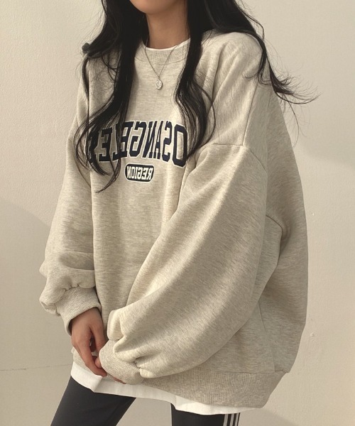 Diosfront（ディオスフロント）の「オーバーシルエットボリュームスリーブ裏起毛トレーナー（スウェット・レディース・ライトグレー/ネイビー/グレー・FREE）」の15枚目の写真