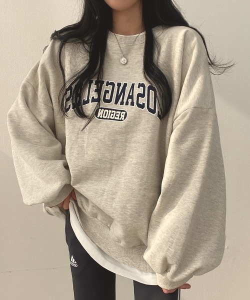 Diosfront（ディオスフロント）の「オーバーシルエットボリュームスリーブ裏起毛トレーナー（スウェット・レディース・ライトグレー/ネイビー/グレー・FREE）」の17枚目の写真