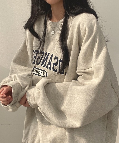 Diosfront（ディオスフロント）の「オーバーシルエットボリュームスリーブ裏起毛トレーナー（スウェット・レディース・ライトグレー/ネイビー/グレー・FREE）」の18枚目の写真