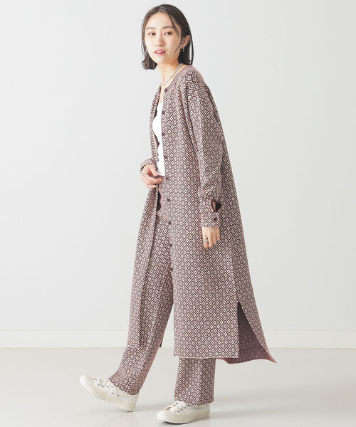 BEAMS LIGHTS（ビームスライツ）の「BEAMS LIGHTS / 9ゲージ ジャガード ニット パンツ（その他パンツ・レディース・ネイビー/ワイン・ONE SIZE）」の5枚目の写真