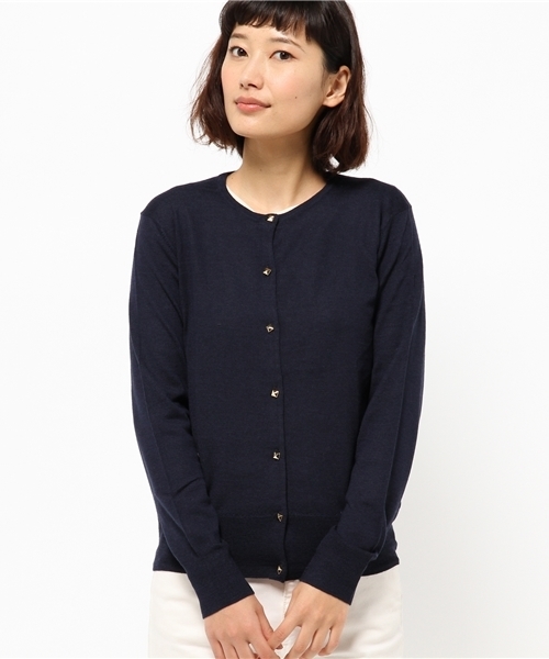 OUTLET(アウトレット)の「【Chez toi】ウォッシャブルウールCカーディガン(カーディガン/ボレロ・レディース・グレー/ネイビー・FREE)」の2枚目の写真