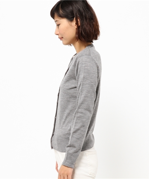 OUTLET(アウトレット)の「【Chez toi】ウォッシャブルウールCカーディガン(カーディガン/ボレロ・レディース・グレー/ネイビー・FREE)」の4枚目の写真