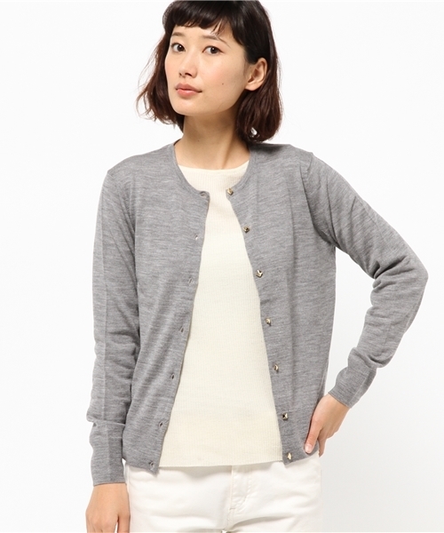 OUTLET(アウトレット)の「【Chez toi】ウォッシャブルウールCカーディガン(カーディガン/ボレロ・レディース・グレー/ネイビー・FREE)」の6枚目の写真