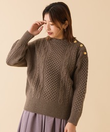 【KATHARINE ROSS】〇margaux/ﾏﾙｺﾞｰ 肩ボタンデザインケーブル編みニット