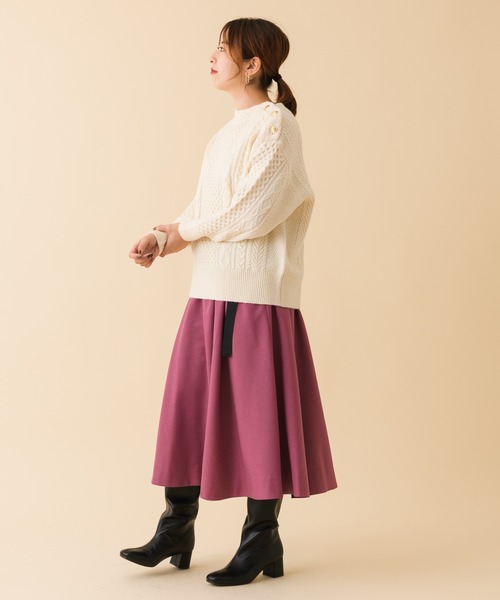 margaux(マルゴー)の「【KATHARINE ROSS】〇margaux/マルゴー 肩ボタンデザインケーブル編みニット(ニット/セーター・レディース・レッド/アイボリー/ライトブラウン・MEDIUM)」の20枚目の写真