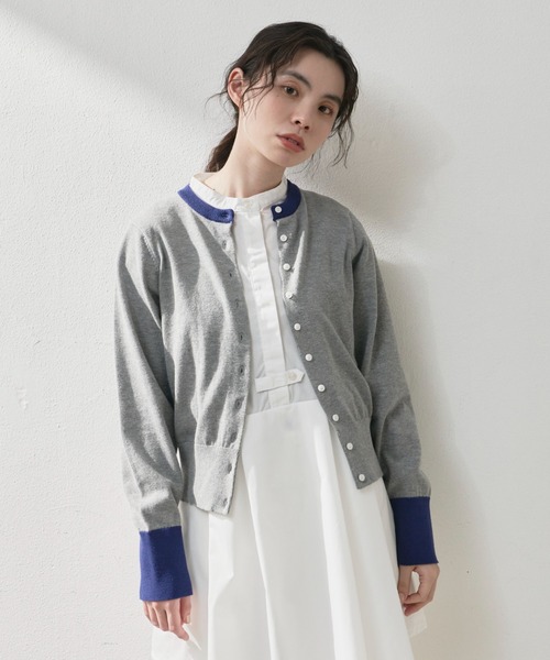 Libra Cue(リブラ キュー)の「”クルーネックカラーカーディガン” コーディネートを選ばないクルーネック、ロングシーズン着られるコットン素材(カーディガン/ボレロ・レディース・グレー/グリーン/ホワイト/レッド・FREE)」の22枚目の写真