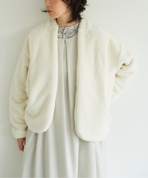 note et silence （ノートエシロンス）の「【 AMB100貨 】ALWE SHEEP-FLEECE  JACKET（テーラードジャケット・レディース・キナリ/ブラック・FREE）」の3枚目の写真