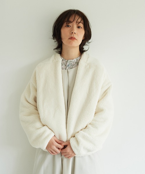 note et silence （ノートエシロンス）の「【 AMB100貨 】ALWE SHEEP-FLEECE  JACKET（テーラードジャケット・レディース・キナリ/ブラック・FREE）」の10枚目の写真