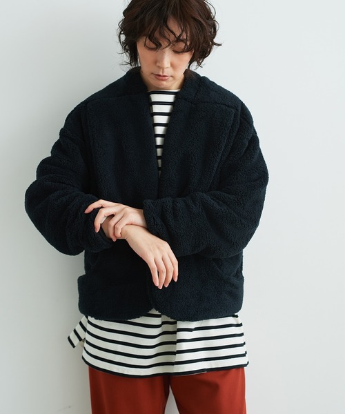 note et silence （ノートエシロンス）の「【 AMB100貨 】ALWE SHEEP-FLEECE  JACKET（テーラードジャケット・レディース・キナリ/ブラック・FREE）」の4枚目の写真