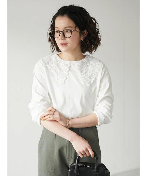 CRAFT STANDARD BOUTIQUE（クラフトスタンダードブティック）の「衿レースプルオーバー　＊◆（Tシャツ/カットソー・レディース・ブラック/オフホワイト・FREE）」の6枚目の写真