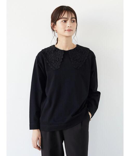 CRAFT STANDARD BOUTIQUE（クラフトスタンダードブティック）の「衿レースプルオーバー　＊◆（Tシャツ/カットソー・レディース・ブラック/オフホワイト・FREE）」の7枚目の写真