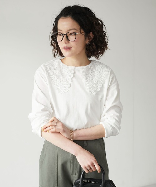 CRAFT STANDARD BOUTIQUE（クラフトスタンダードブティック）の「衿レースプルオーバー　＊◆（Tシャツ/カットソー・レディース・ブラック/オフホワイト・FREE）」の5枚目の写真