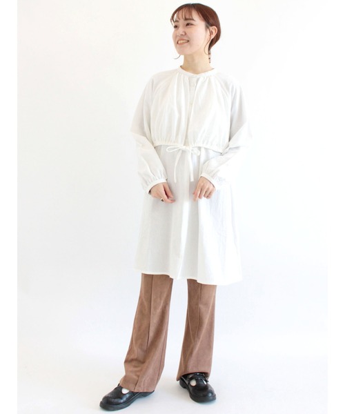 ehka sopo（エヘカソポ）の「ギャザーフラップシャツワンピース（シャツワンピース・レディース・ブラック/ベージュ/オフホワイト・ﾌﾘ-）」の10枚目の写真