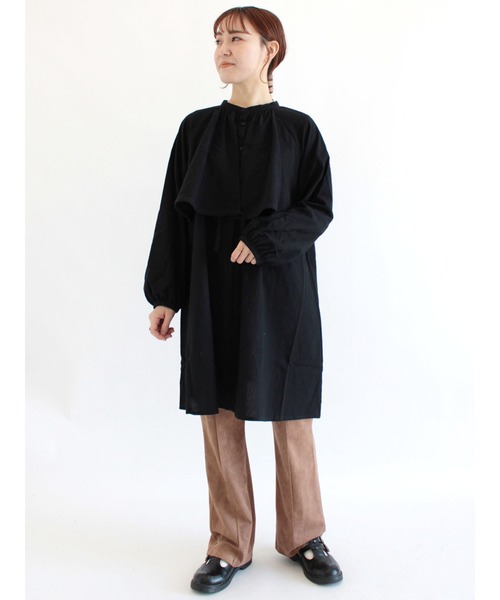 ehka sopo（エヘカソポ）の「ギャザーフラップシャツワンピース（シャツワンピース・レディース・ブラック/ベージュ/オフホワイト・ﾌﾘ-）」の13枚目の写真