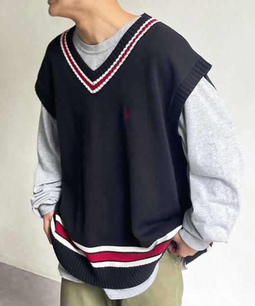 U.S. POLO ASSN.（ユーエスポロアッスン）の「アーガイル/チルデン ニットベスト（ベスト・メンズ・グリーン系その他/アイボリー/ネイビー/イエロー/ブルー/グリーン・FREE）」の4枚目の写真